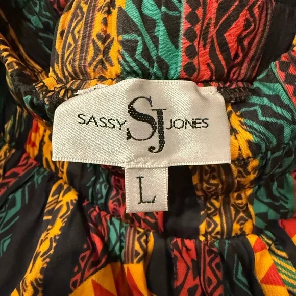 Sassy Jones Colorful Patterned Pleated Skirt - Picture 2 of 3